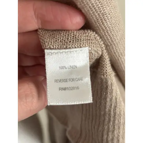 Garnet Hill Womens Large Waterfall Cardigan Linen Blend Oversized Cozy Neutral