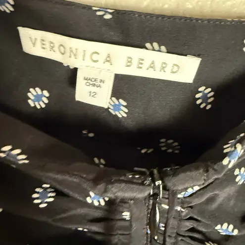 Veronica Beard Ari Black Silk Blend Ruched Asymmetrical Midi Skirt Size 12