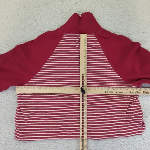 Pilcro Collared Half Zip Red Striped Cropped Quarter Pullover Sweatshirt Medium - Image 5