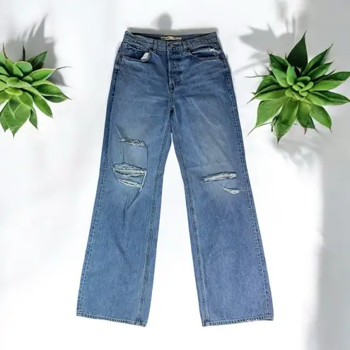 GRLFRND Brooklyn High Rise Loose Straight Jeans in Lost Palms - 28