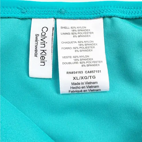 Calvin Klein NWT  50 SPF Ruched Sides Hipster Bikini Bottoms Aqua size XL