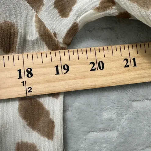 AYR XS Ruffle Neck Polka Dot Sheer Blouse Silk Cotton Romantic Neutral Top