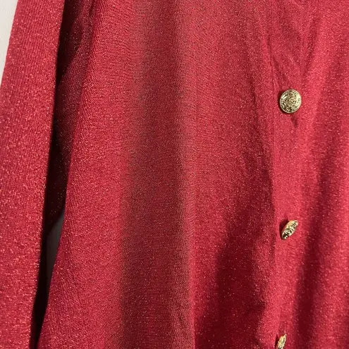 Judith Hart Women Cardigan Sweater 1X Sparkly Red Silk Christmas Holiday Festive
