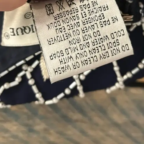 Papell Boutique Navy Beaded Evening Dress Size 12