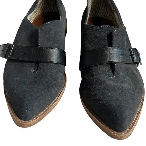 Matt Bernson Black/Charcoal Gray Suede Flat/Loafers Size 6 Black