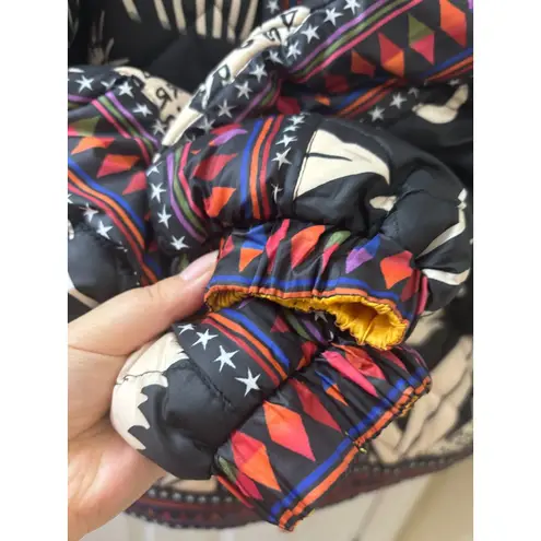 Farm Rio Cerrado Sky Reversible Puffer Jacket Black & White Rainbow Size S