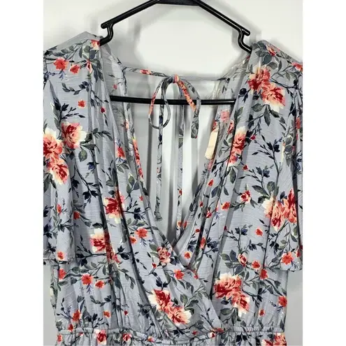 Altar'd State  Womens Floral Short Flutter Sleeve V-Neck Romper Multicolor Medium - Image 3