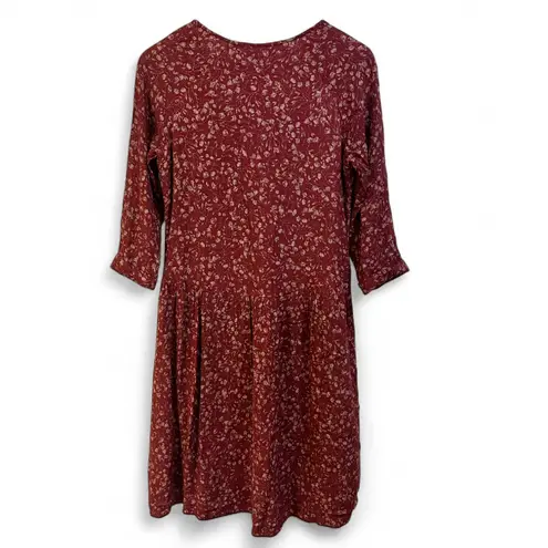 Garnet Hill Bohemian Burgundy Floral Pocket Detail Dress 2