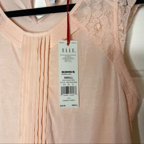 Elle Sleeveless Tank Top Women's Shirt Lace Pleats Mesh Millennial Powder Pink