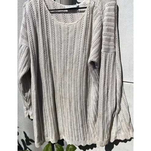 Vintage Cotton Forever Women's Sz Large Khaki Light Brown Long Sleeve Sweater Tan