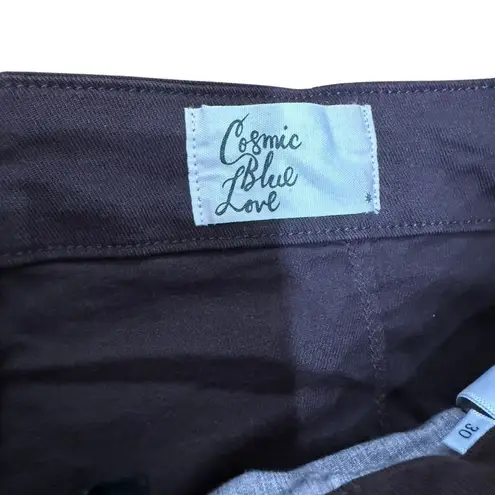 Cosmic Blue Love Brown Pants Womens Size 30 Wide Leg Khaki Stretch