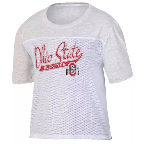 NCAA Ohio State Buckeyes Women's White Mesh Yoke T-Shirt, Small (4/6)
