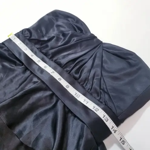 AMSALE Satin Peplum Strapless Long Gown Evening Dress Sweetheart Neckline Black Size 8