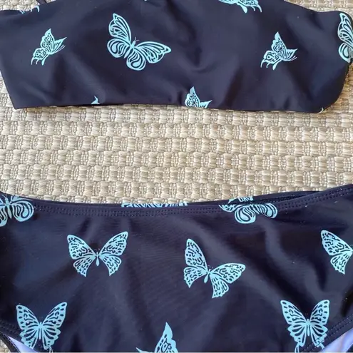 Romwe  Navy Butterfly Bandeau High Waist Bikini Size Medium