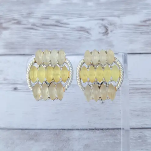 Vintage Clip On Earrings Stunning Statement Lemon Tones Yellow
