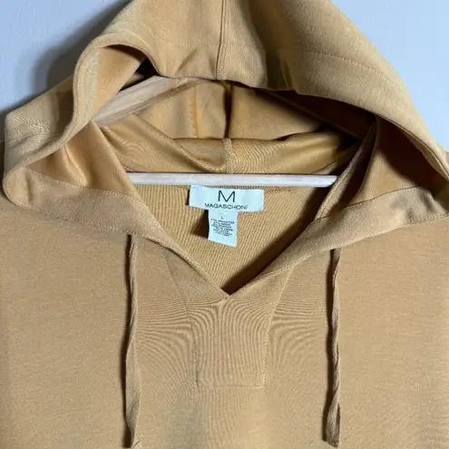 Magaschoni Hooded Sweatshirt Mini Dress Women's Large Gold Sleeveless Casual