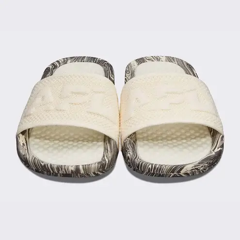 APL Women's Big Logo TechLoom Slide Sandals, Vegan, Silver Marble, Size 7 NWT