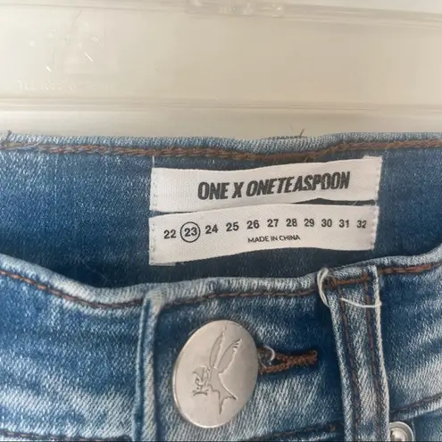 One Teaspoon One X  Super High Waist Freebirds II Two Tone Skinny Jeans 23"