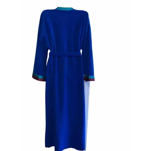 Vanity Fair VTG 80s Burgundy Teal Velvet Housecoat Long Robe Women’s Sz L USA