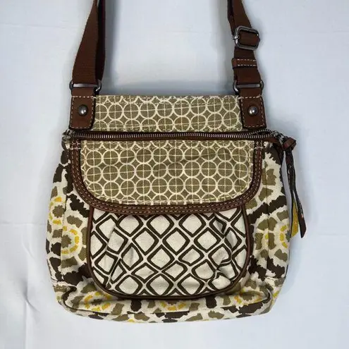 Fossil  Original Brand Crossbody Bag Purse Neutral Mixed Print Mid Size
