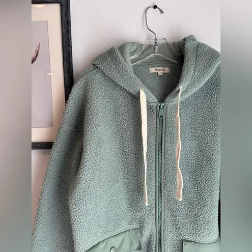 Madewell Frosted Willow Green Resourced Cozy Sherpa Hoodie Jacket Size L
