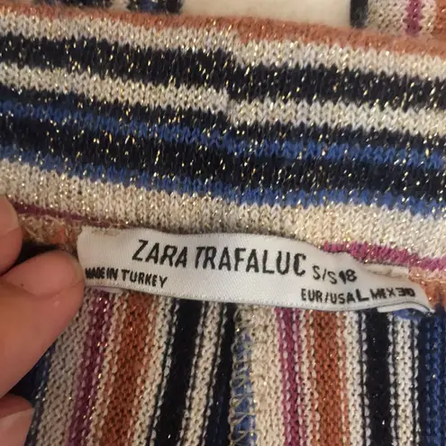 ZARA  trafaluc stretch pants wide legs casual striped