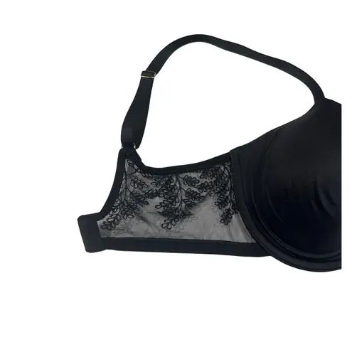 Natori Frame Black Bra Size 32D Style 723310 Contour Underwire Intricate Lace