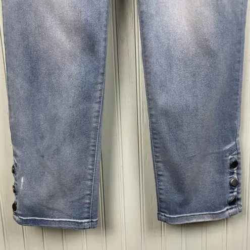 Bandolino Selene Skinny Capri Jeans Women's Size 10 Button Cuff Ankle Light Wash