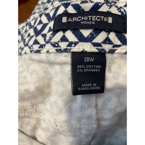 Architect Womens Geometric Print Shorts Size 20W Blue & White Cotton/Spandex