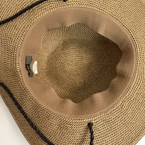 Rei Co-op Rei Hat Straw Wide Brim Braided Leather Strap Tan Brown Sun Travel Beach Unisex
