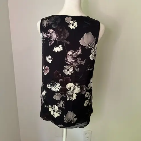 Classiques Entier navy blue floral sleeveless silk top size S NWT