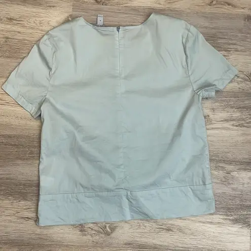 Dylan Gray Powder Blue Short Sleeve Zip Back Tie Front Blouse Size Medium