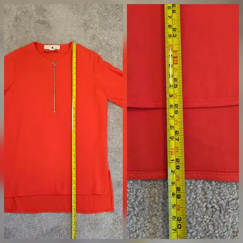 Stella McCartney Size 38 Orange 3/4 Sleeve Silver Half Zipper Blouse Stretch