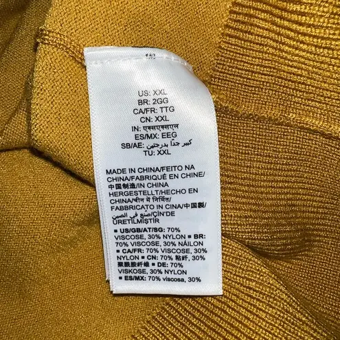 Lark & Ro Mustard Yellow Ruffle Mock Neck Sweater