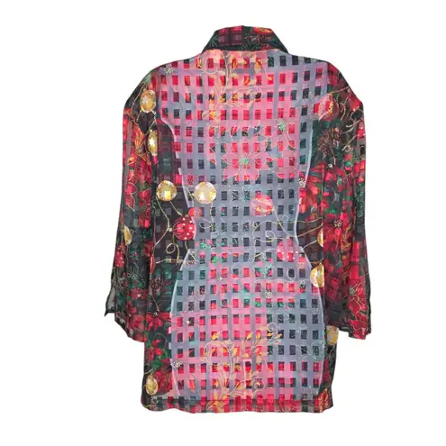 draper's & damon's Christmas Holiday Burnout Button-up Blouse Top Size 3x