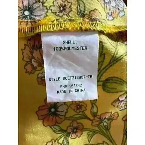 MELLODAY  Boho Colorful Floral Tunic with tie‎ neck Sz L