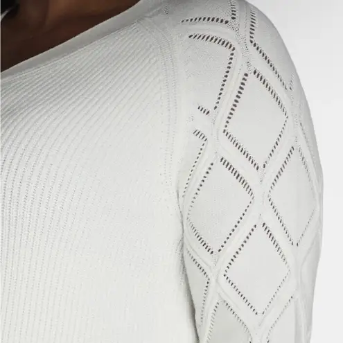 Terra & Sky Womens Plus V-Neck Ivory Pointelle Knit Sweater Size 4X New