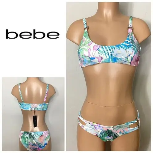 Bebe New  tropical floral bikini set. Large. Retails $135