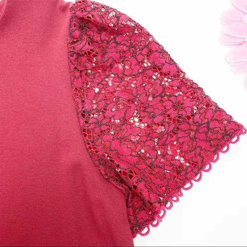 Draper James Cap Sleeve Lace Shift Dress: Cabernet Red