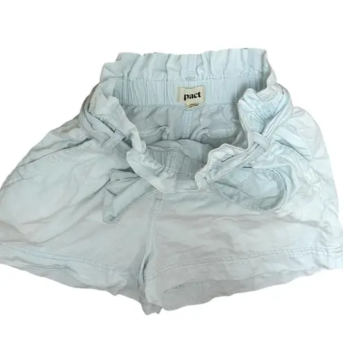 Pact Denim Chambray Paper Bag Shorts Size XS Organic Cotton Light Blue
