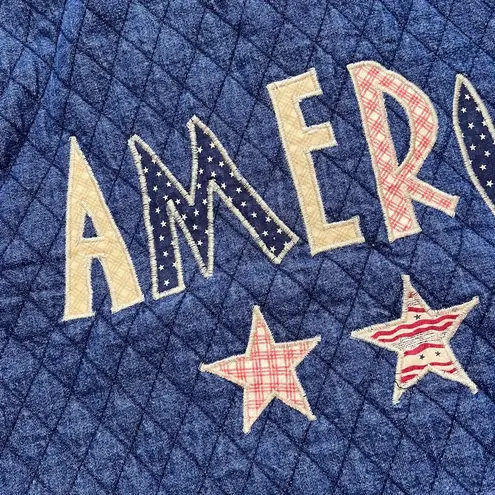 Haik’s Vintage Denim Barncoat Quilted Jacket Coat Embroidered Patches XL 1X Blue