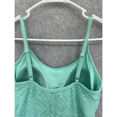 Catalina  Women's Swimsuit One Piece Large Lasercut Overlay Aqua Mint Lined
