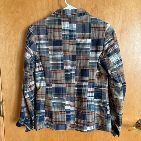 Brooks Brothers Patchwork Plaid Blazer Jacket Women Size 6 Madras Multicolor