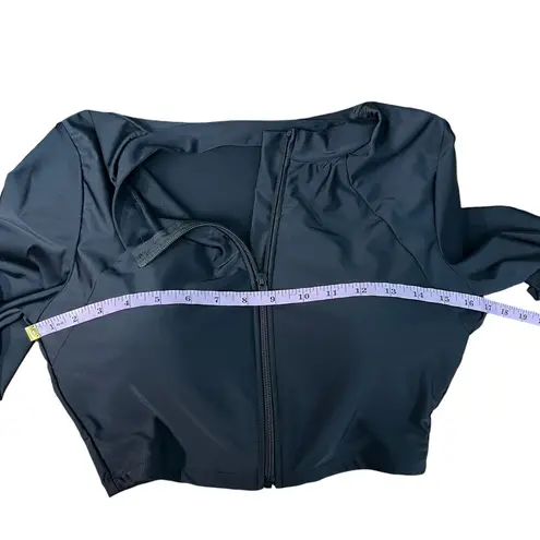 Womens Cropped Black Zip Up Top Small Coquette Chic Emo Punk Gorpcore Minimalist