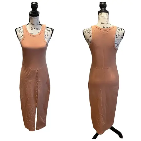 CLEO + WOLF Split side tank midi dress Beige Khaki Size Small Sleeveless NWOT Tan