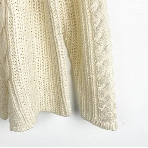 Poof New York  Ivory Knit Mock Neck Long Sleeves Sweater, Size Large