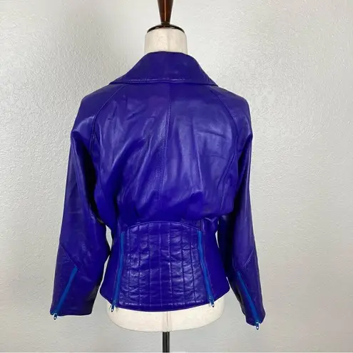 Vintage Christian Lauren like butter leather blue/purpleāMoto jacketāS Blue