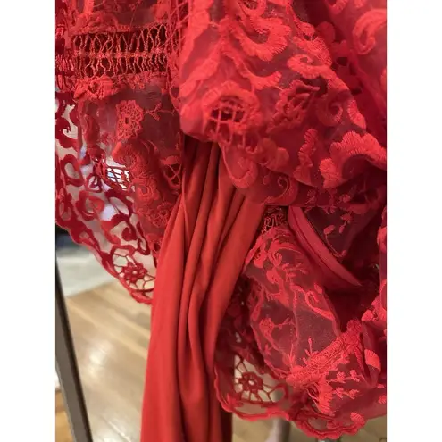 Darity Red Crochet Lace Dress Cocktail Party Formal XS