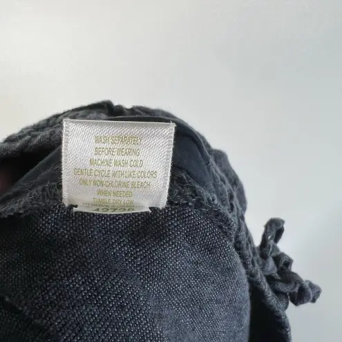 Garnet Hill 100% Linen Blue Side Slits Elastic Waist Maxi Skirt Size 10 Pockets