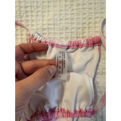 Pink White Tie Dye Bikini Large String Sexy Miami Beach Pool Swim